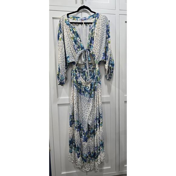 💙 Free People Paradise Jumpsuit – Blue & White – Size Large - Picture 4 of 15